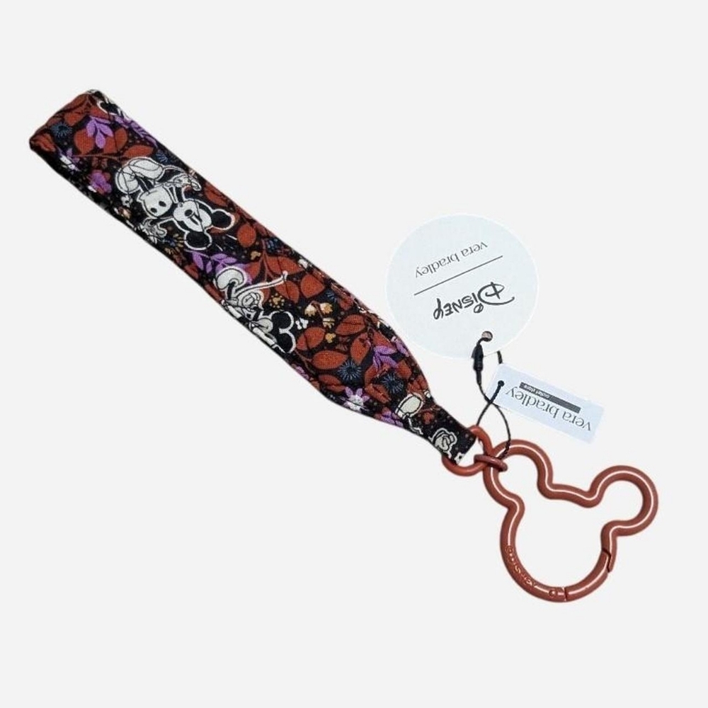 NWT New Vera Bradley Disney wide wristlet strap keyring Mickey Mouse Minnie